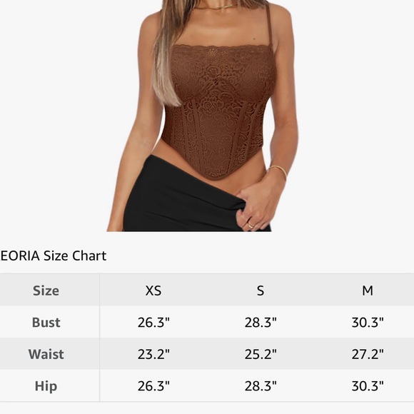 Women’s Trendy Lace Strap Zip Back Boned Bustier Corset Tank With Built In Bra - Picture 6 of 8